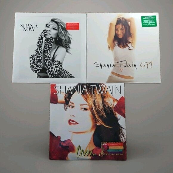 Lot of 3 Shania Twain Records (New): Come on Over Diamond, Now, Up! Green